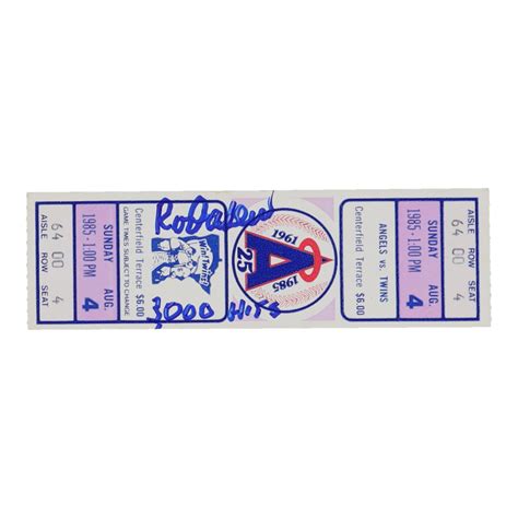 Rod Carew Signed 1985 Angels Ticket Inscribed "3,000 Hits" (PSA ...