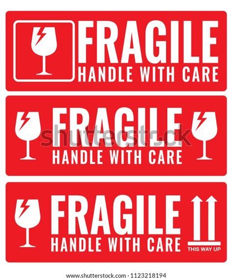 Fragile Handle Care Sticker Label Collection Stock Vector