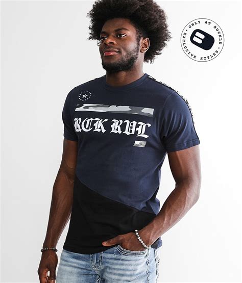 Rock Revival Wesley T Shirt Mens T Shirts In Navy Black Buckle