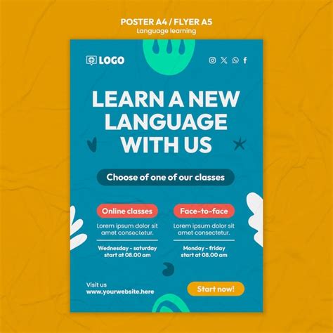 Free Psd Language Learning Template Design