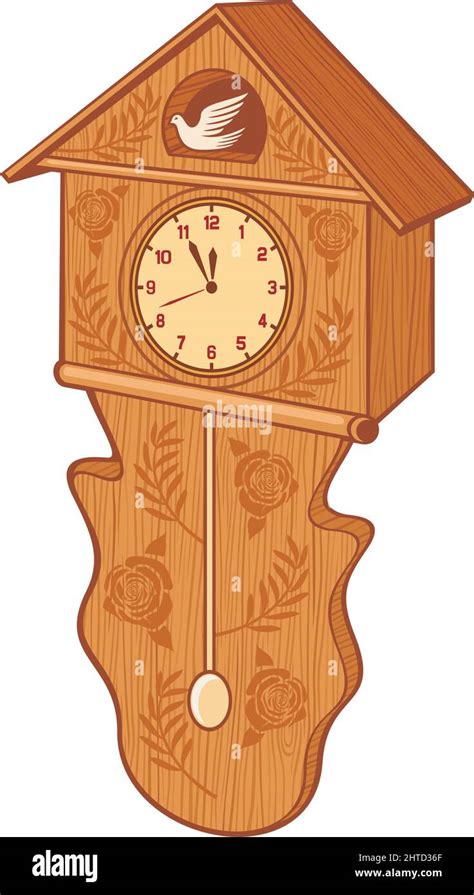 Wooden Cuckoo Clock Vector Illustration Stock Vector Image Art Alamy