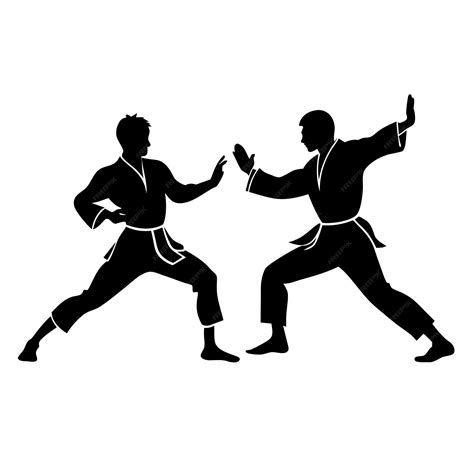 Premium Vector Two Karate Expert Silhouette Vector Illustration