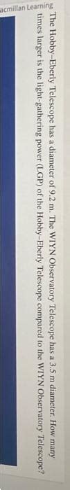 Solved The Hobby Eberly Telescope Has A Diameter Of 9 2 M Chegg