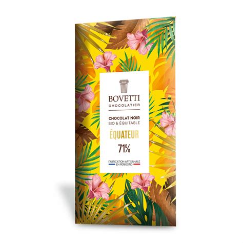 Bovetti Tablette chocolat noir 71 origine Équateur BIO 80g Cafés Querry