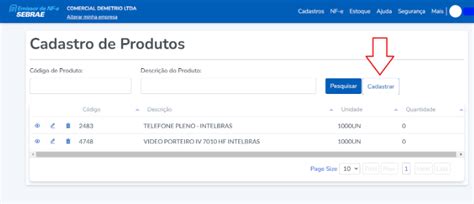 Como faço para cadastrar um produto no Emissor de NF e Sebrae