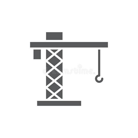 Tower Crane Vector Icon Symbol Construction Tools Isolated On White