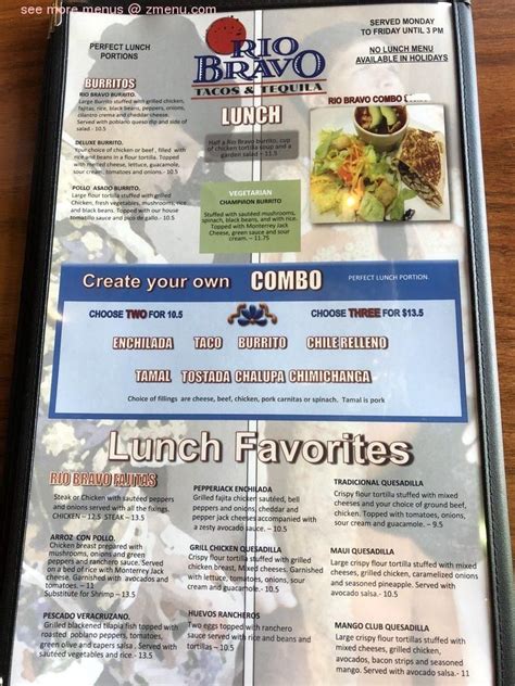 Online Menu Of Rio Bravo Westbrook Restaurant Westbrook Maine