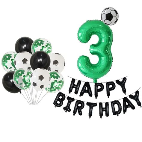 Football Soccer Theme Party Round Balloons Black White Helium Balloon