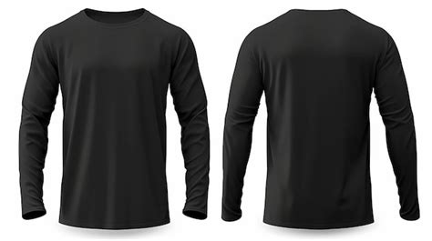 Premium AI Image | Long sleeve black tshirt front and back side view ...