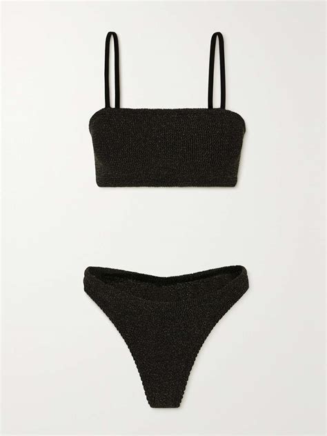 Hunza G Net Sustain Gigi Metallic Seersucker Bikini Net A Porter