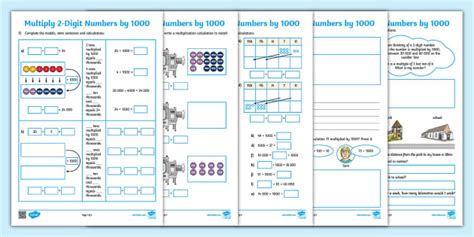 👉 Multiply 2 Digit Numbers By 1000 Mastery Activity Sheets