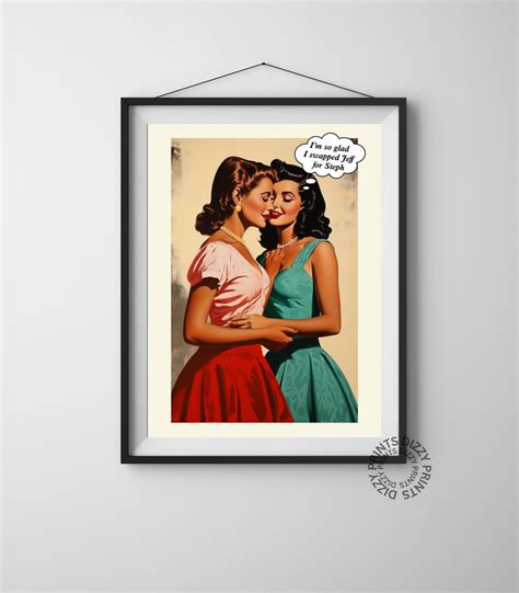 Vintage Lesbian Housewives Poster Print Collection Retro Illustration