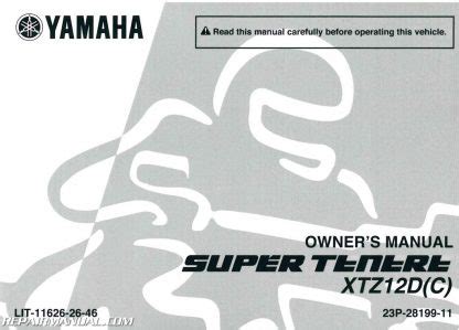 Yamaha Xtz D Super Tenere Motorcycle Owners Manual