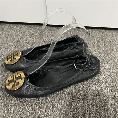 Tory Burch Reva Ballet Flat Black Leather Gem