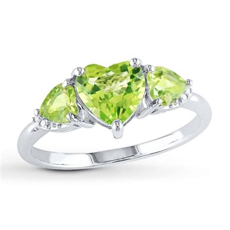 Peridot Heart Ring Diamond Accents Sterling Silver Kay Silver Heart