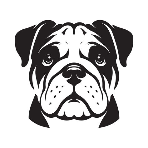 Bulldog Logo - A Loving Bulldog Face illustration in black and white ...