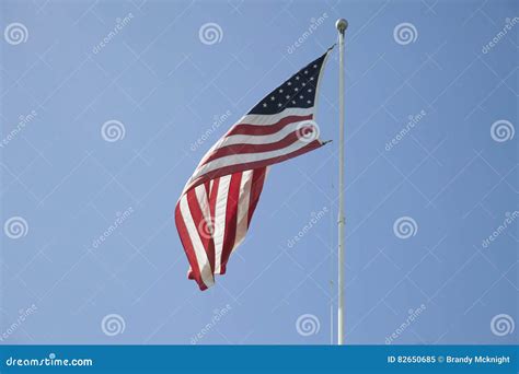 American Flag Flapping In The Wind Stock Image Image Of Independence