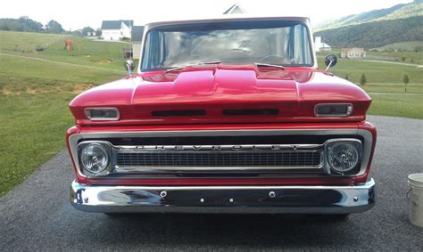 Red Restored Custom Pickup C 10 Short Bed Fleetside 1964