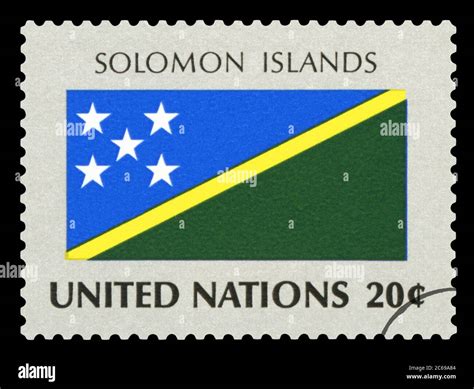 ISLAS SALOMÓN Sello de postage de las Islas Salomón bandera nacional