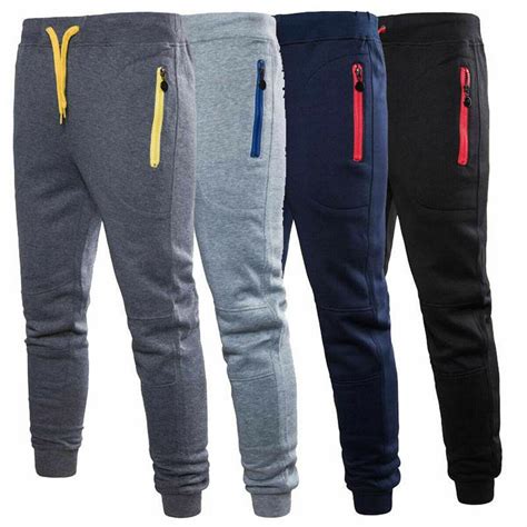 Men Slim Fit Tracksuit Bottom Skinny Jogging Jogger Trouser GYM Sport