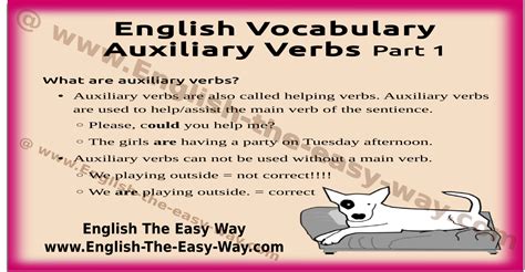 Auxiliary Verbs Usage English Grammar English The Easy Way