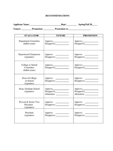 Fillable Online Tenure And Promotion Standards And Procedures Fax Email