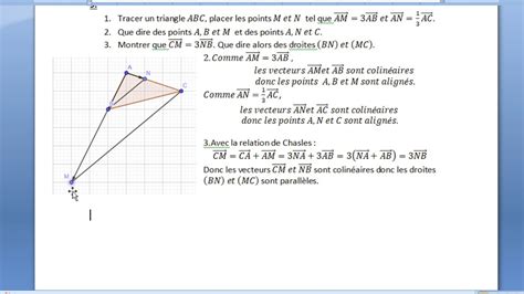 De Vecteurs Colin Aires Relation De Chasles Droites Parall Les Youtube