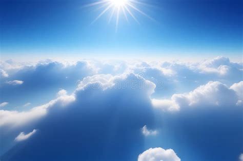 Aerial View of Serene Blue Sky and Billowy White Clouds, Showcasing Our