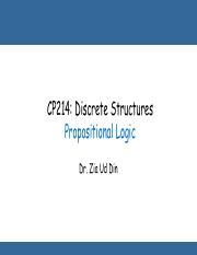 Propositional Logic1 Pdf CP214 Discrete Structures Propositional