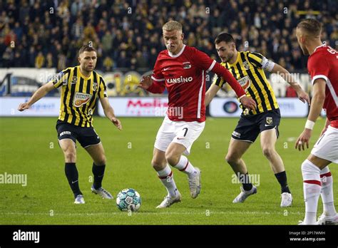 ARNHEM Lr Sondre Tronstad Of Vitesse Jens Odgaard Of AZ Alkmaar