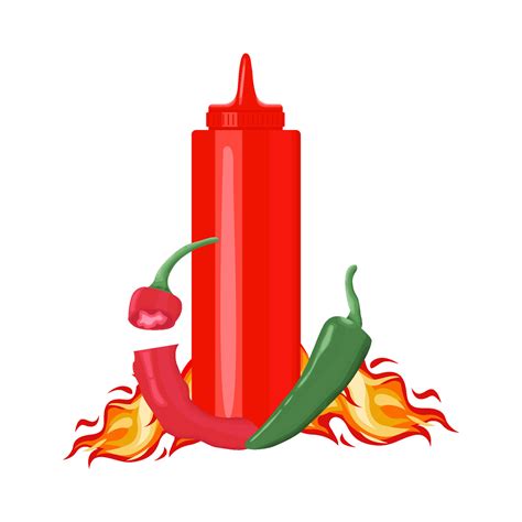 Bottle Sauce With Hot Chili Illustration 36275396 Vector Art At Vecteezy