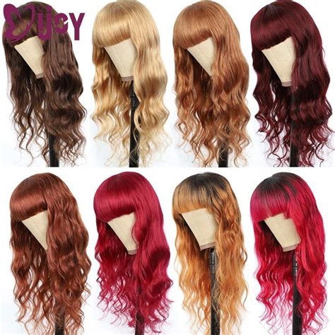 Ombre Honey Blonde Body Wave Brazilian Human Hair Wig With Bangs For