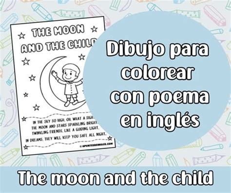 Dibujo para colorear en inglés The moon and the child Apuntes de inglés