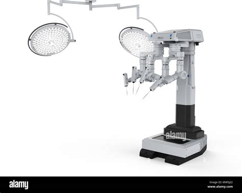 3d Rendering Robot Surgery Machine With Surgery Lights On White