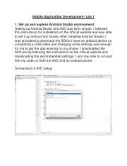 CS683 PaiSwetha Lab1 Pdf Mobile Application Development Lab 1 1 Set
