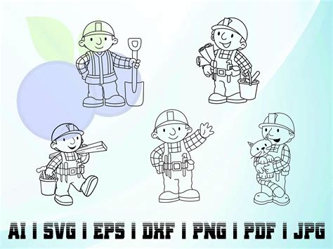 Bob The Builder Svg Cricut Ready Outline Vectors Bundle Etsy