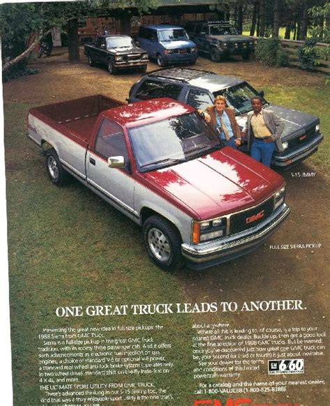 1988 Gmc Sierra Truck Magazine Ad Old Magazine Ads