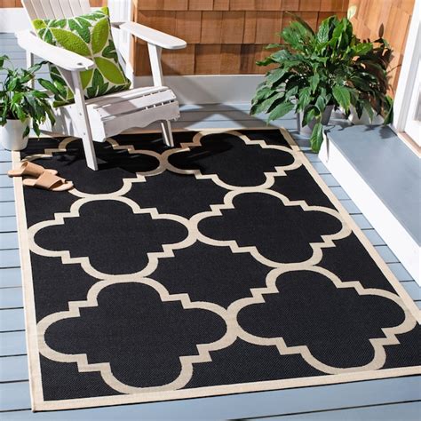 Safavieh Courtyard Lihue 5 X 8 Ft Blackbeige Indooroutdoor