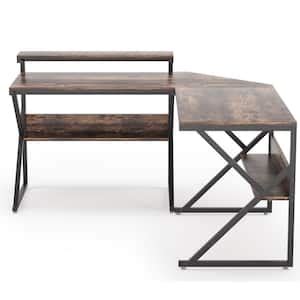 Byblight Havrvin In L Shaped Rustic Brown Wood Computer Desk