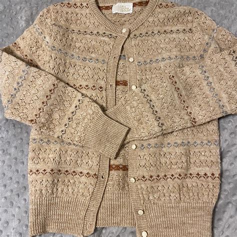 Women S Tan And Cream Cardigan Depop