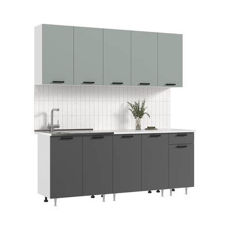 Кухонный гарнитур Миф Рио 60x210x60 см ЛДСП цвет голубой, графит ️ ...