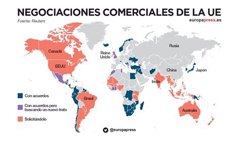 Mapa De Los Acuerdos Comerciales Entre La UE Y El Resto Del Mundo