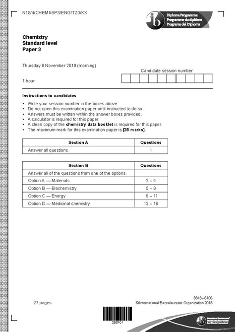 Ib Chemistry Paper 3 Sl