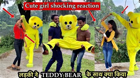 Teddy Bear Prank On Cute Girls😂 Epic Reaction Teddy Bear Pranks