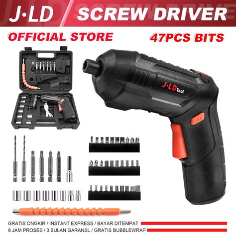 Jual JLD Cordless Screwdriver 4 2V 47 Pcs Obeng Bor Baterai By J LD