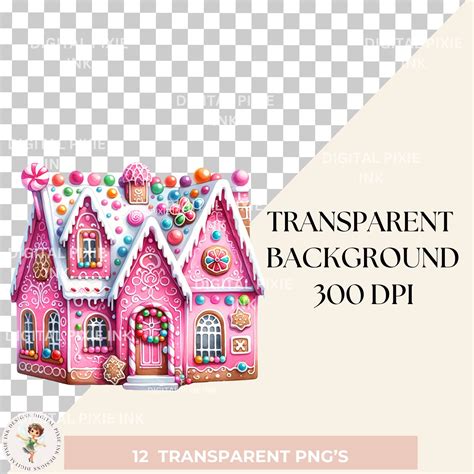 Pink Gingerbread House Clipart Christmas Gingerbread Houses Clipart