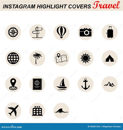 Instagram Highlight Covers Travel Stock Illustration - Illustration of