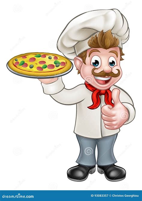 Cozinheiro Chefe Cartoon Character Da Pizza Ilustra O Do Vetor