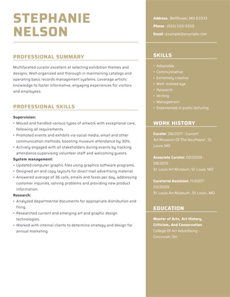 Curator Resume Examples & Templates [2024]