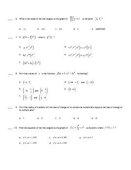 AP Calculus Derivatives Multiple Choice Practice Calculator Active